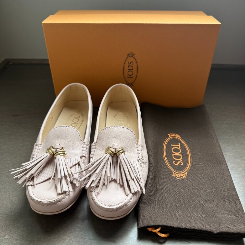 Tod's Leather Tassel Pale Pink Loafers Size 36 / US Size 6
